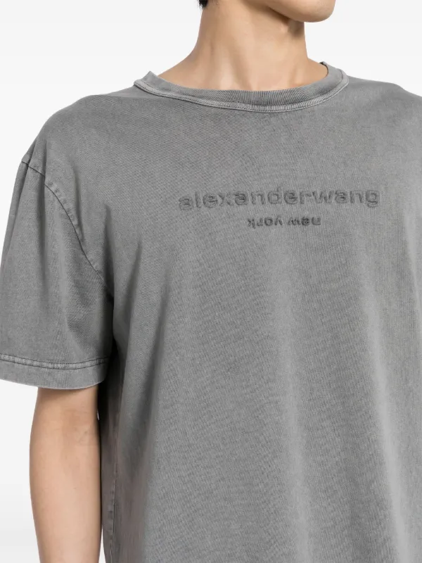 Alexander Wang logo-embossed Cotton T-shirt | Grey | FARFETCH