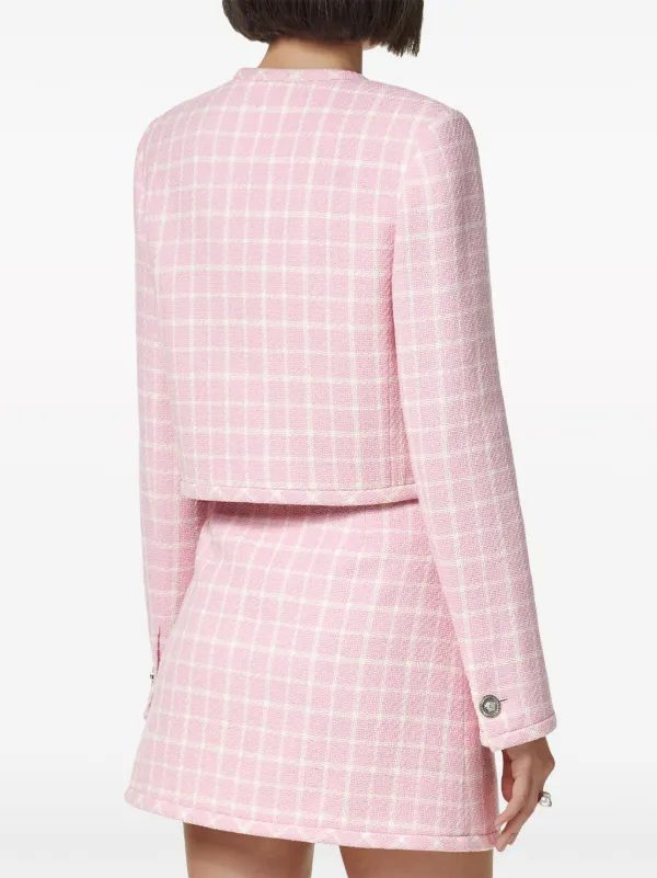 【関税＆送料込み】Versace Pink Checked Tweed Jacket With M Versace Pink checked tweed jacket with medusa head buttons
