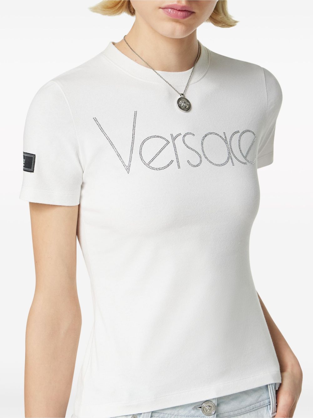 Versace Crystal 1978 T-shirt met logo Wit