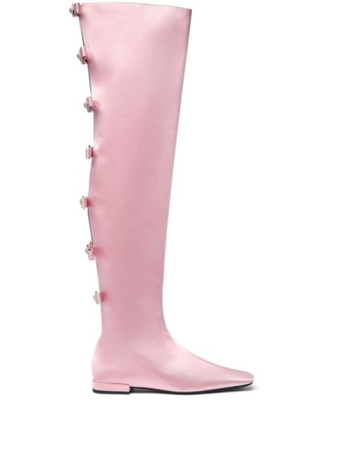 Versace Gianni Ribbon satin over-the-knee boots