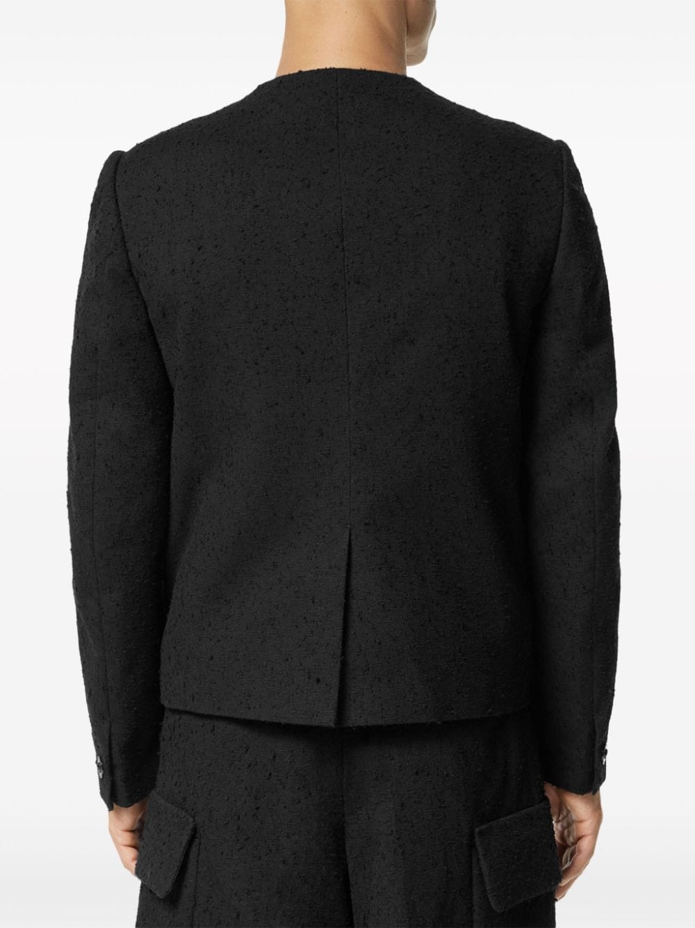 Shop Versace Bouclé Tweed Jacket In Black