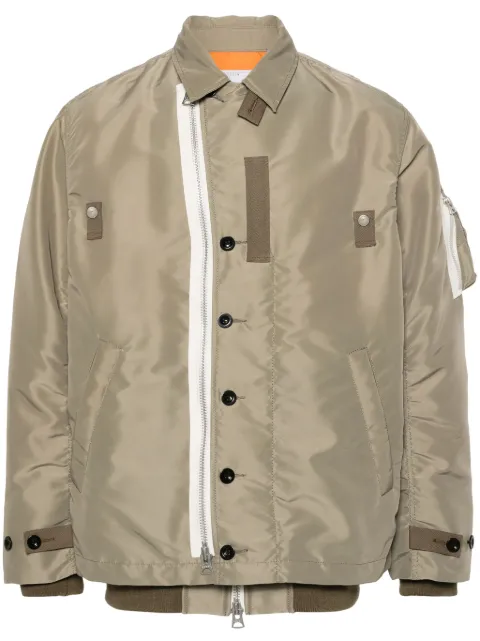 sacai contrasting-trim layered bomber jacket