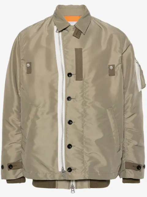 sacai contrasting-trim layered bomber jacket