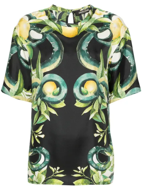 Roberto Cavalli lemon-print silk blouse