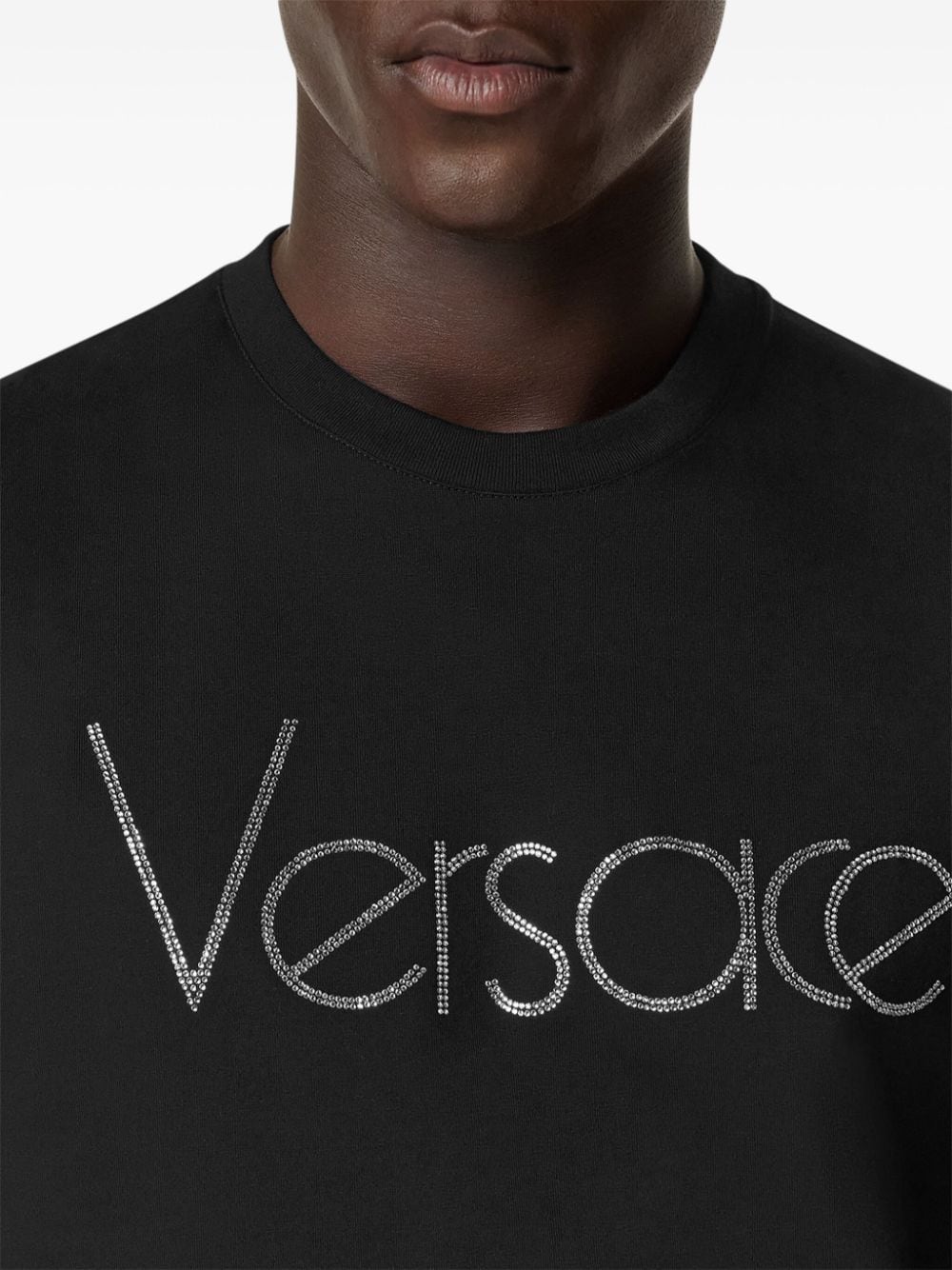 Shop Versace 1978 Re-edition Embellished-logo T-shirt In Black