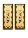 Versace logo-engraved plaque drop earrings - Gold