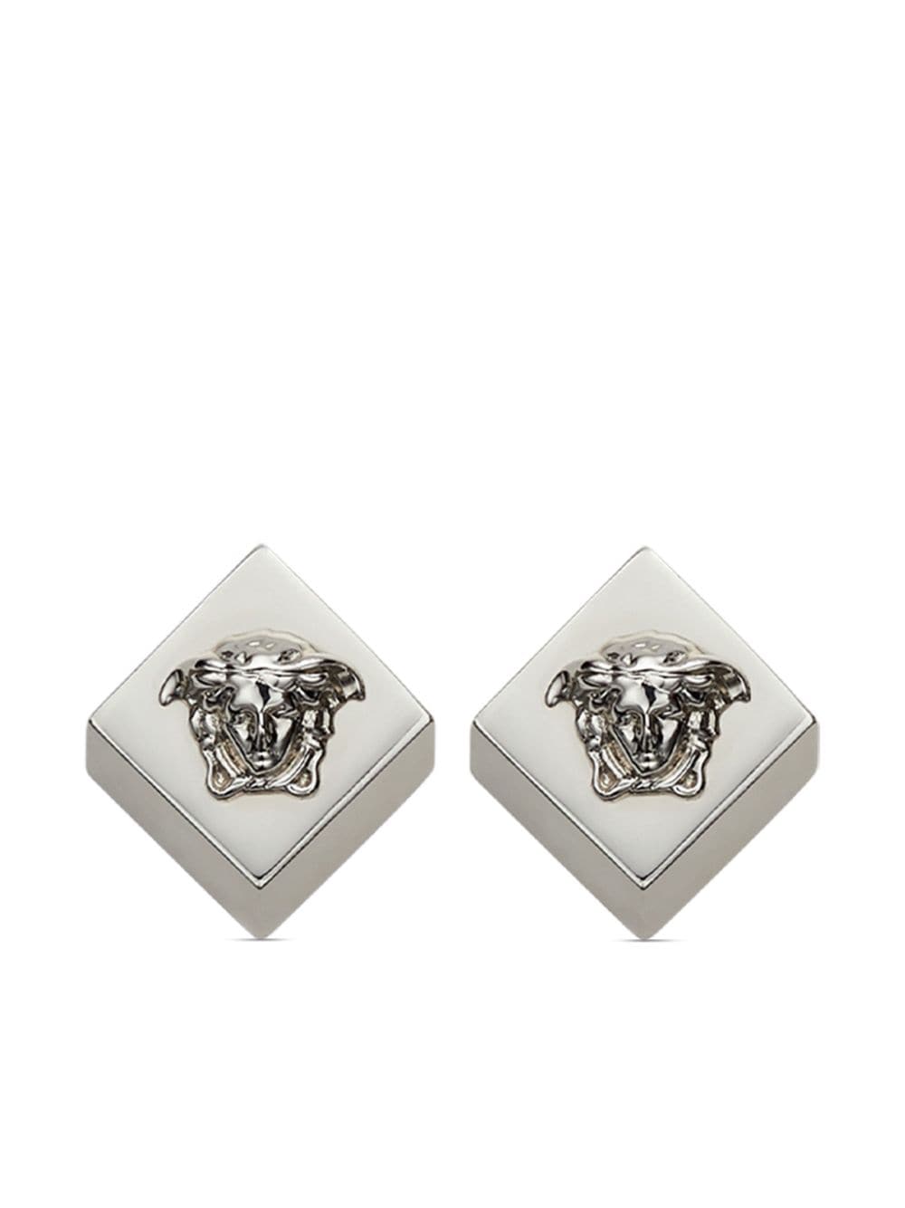 Versace Medusa Head-plaque Stud Earrings In Silver