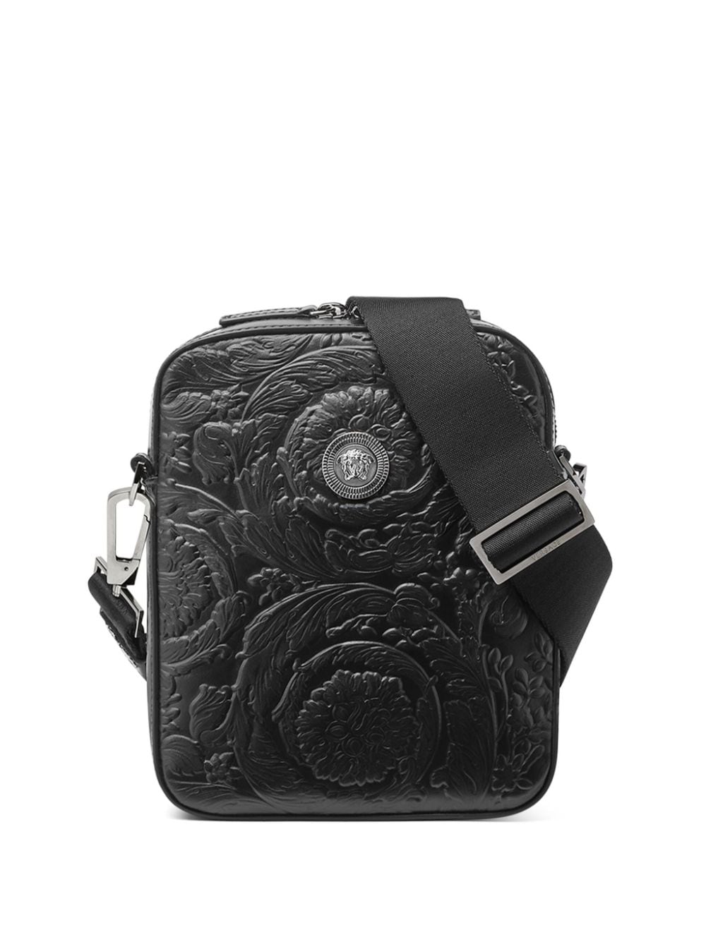 Versace Medusa Biggie Barocco Messenger Bag In Black