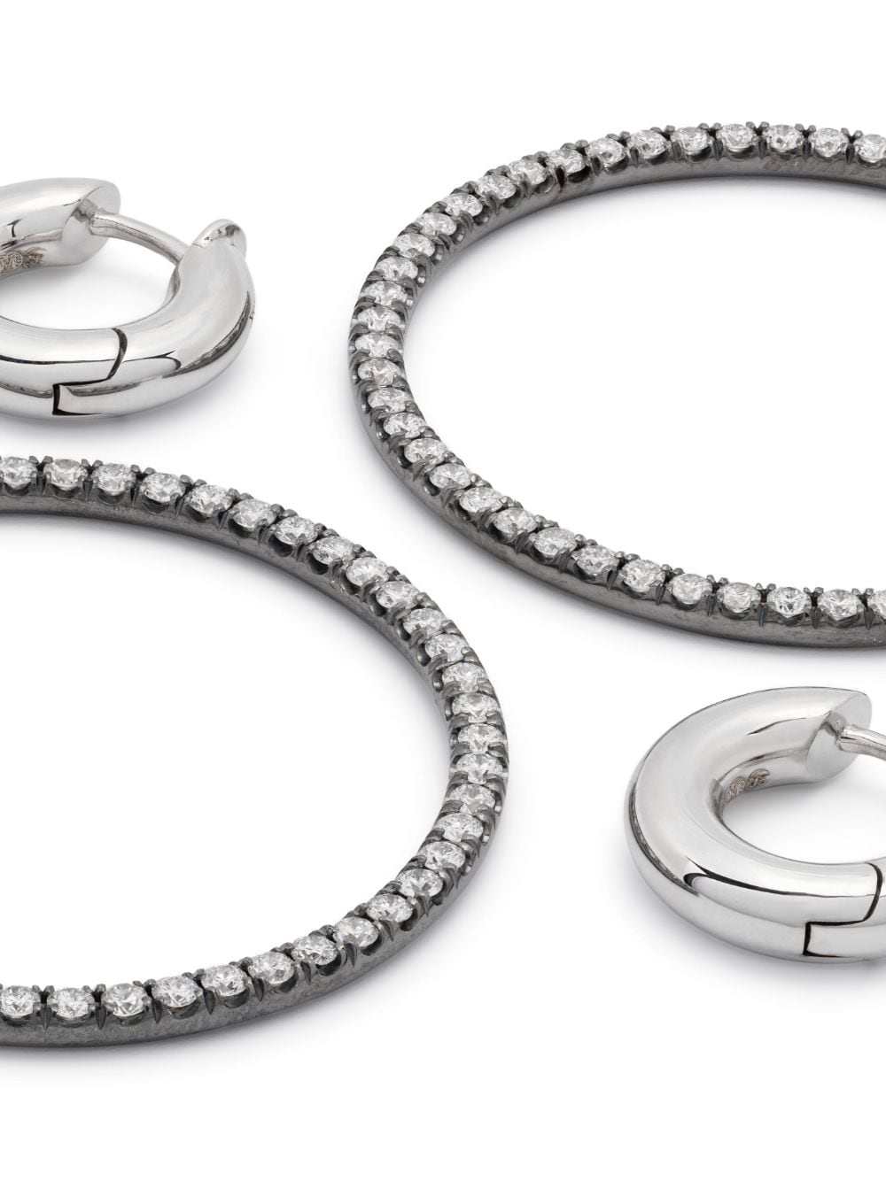 Shop Spinelli Kilcollin 18kt White Gold And Sterling Silver Diamond Huggie Earrings