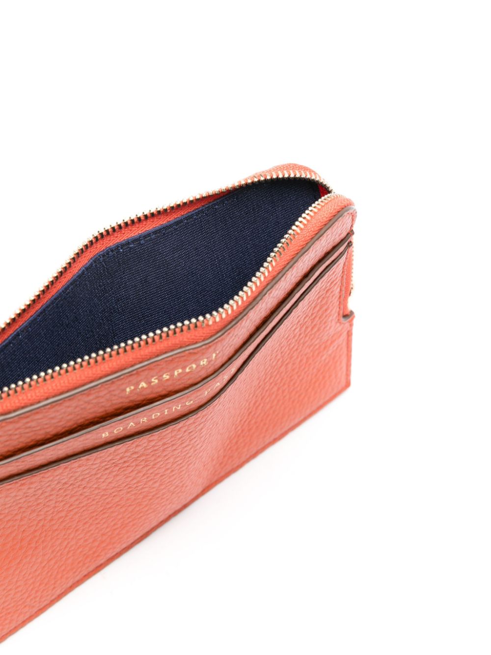 Shop Aspinal Of London Grained-leather Travel Wallet In Orange