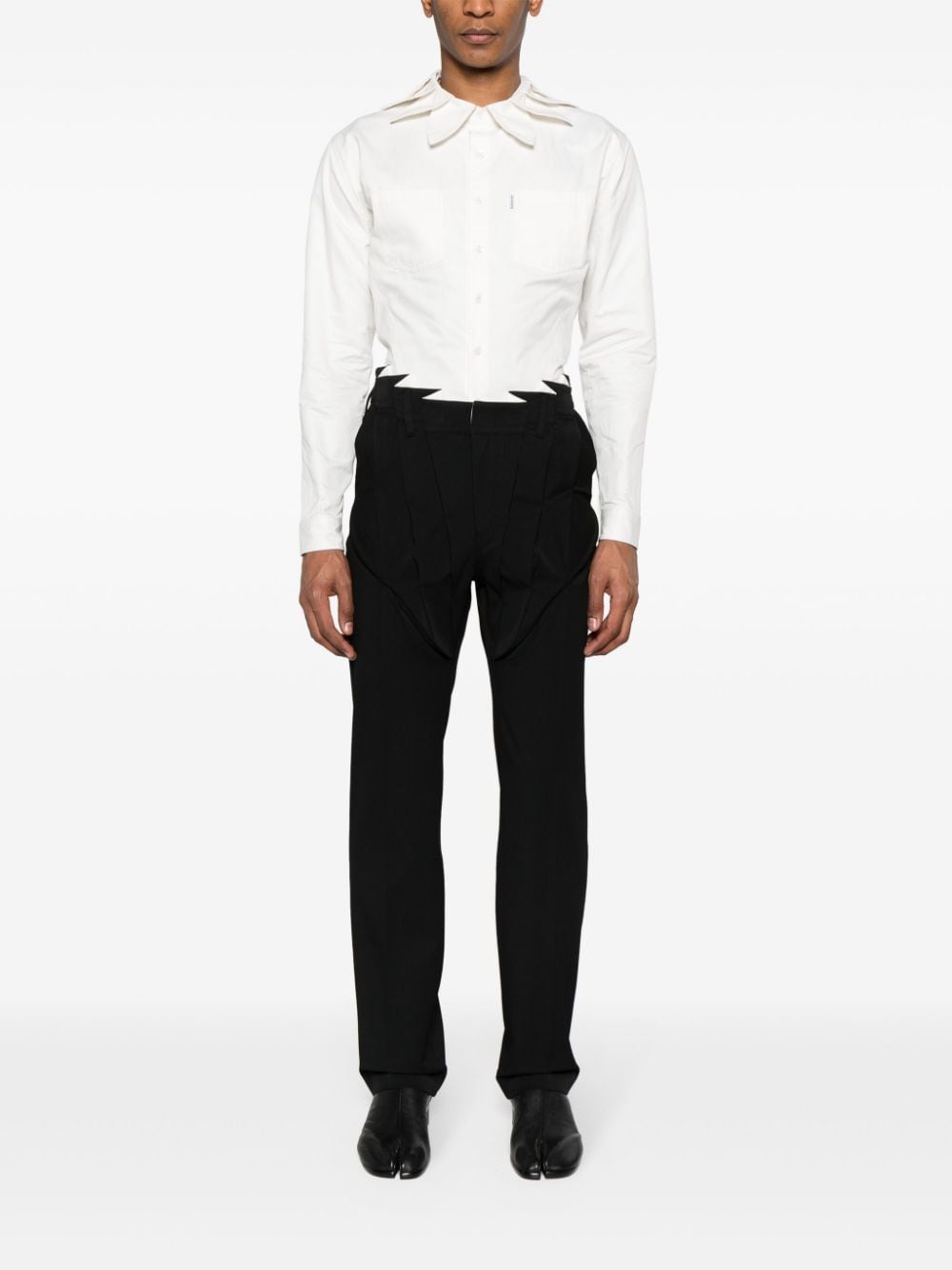 Shop Juntae Kim Pleat-detailing Straight-leg Trousers In 黑色