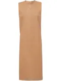 Prada triangle-logo leather shift dress - Brown