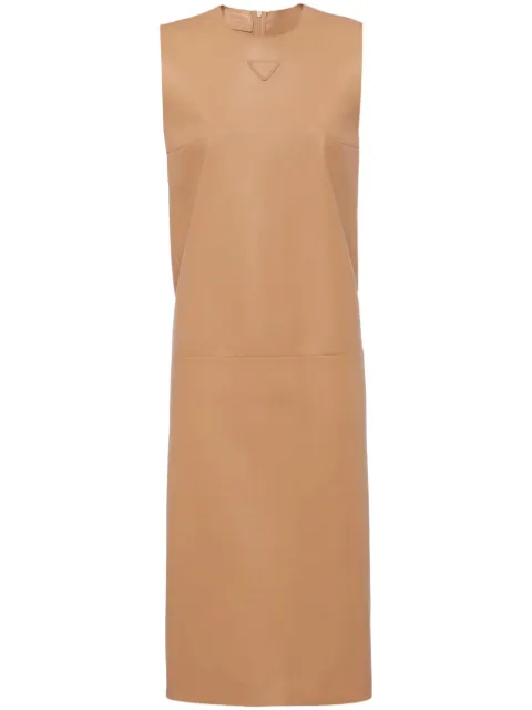 Prada triangle-logo leather shift dress