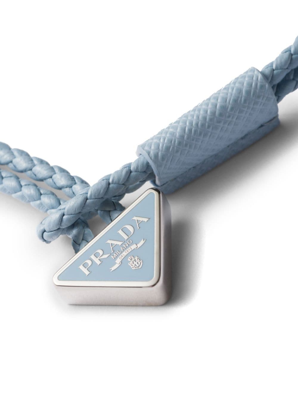 Prada Leren armband met logo - Blauw