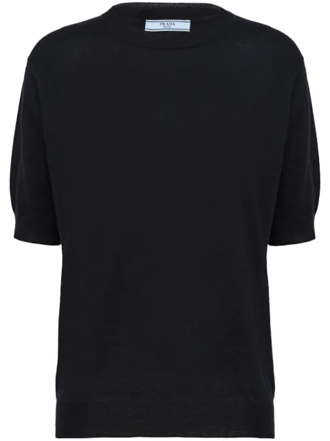 Prada triangle-logo cashmere knitted top