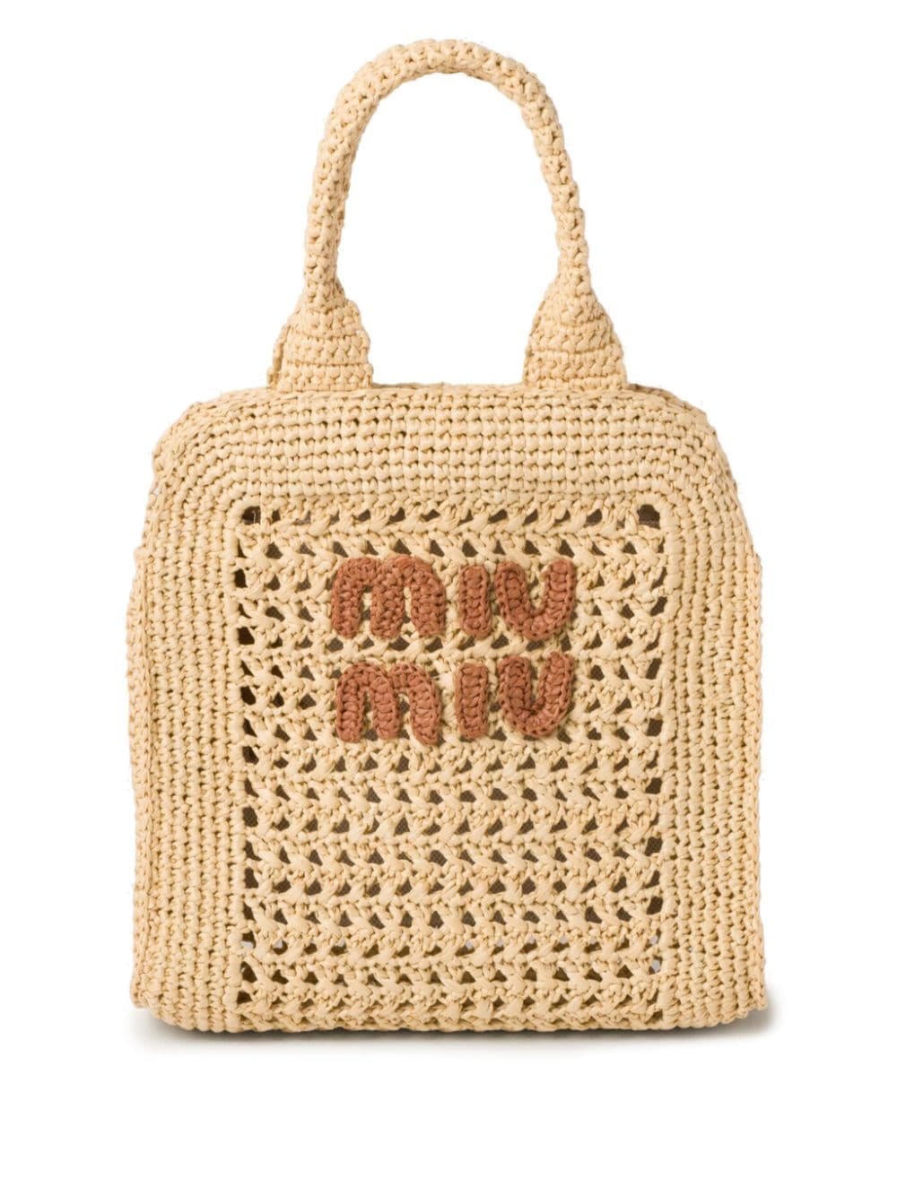 Miu Gehaakte shopper Beige