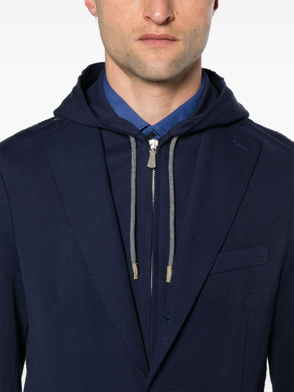 Shop Eleventy Single-breasted Hood Blazer In Blue