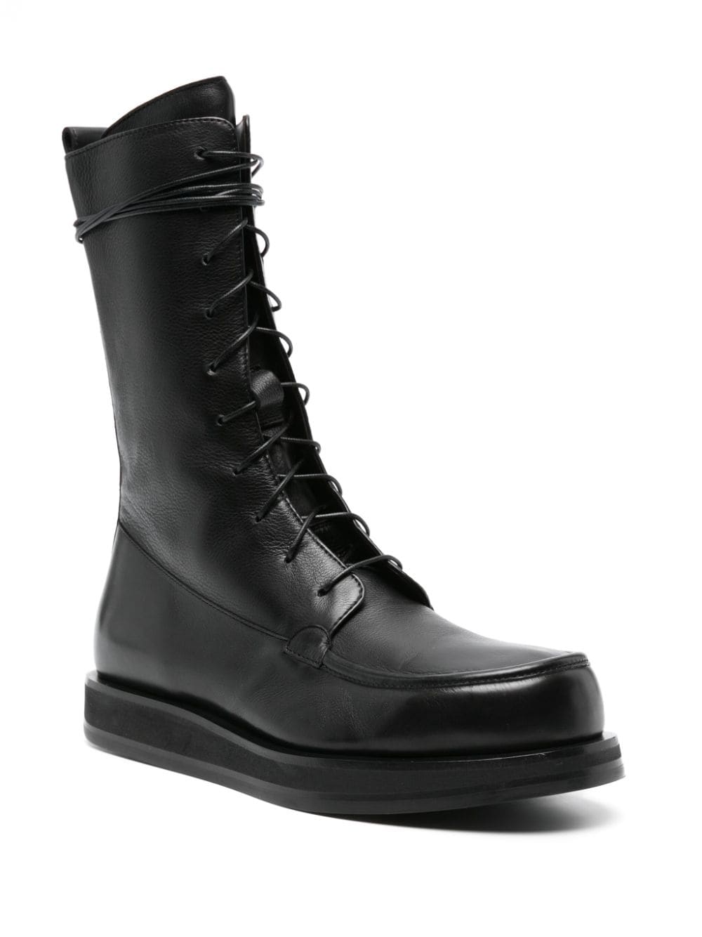 Shop The Row Patty Leather Combat Boots In Black