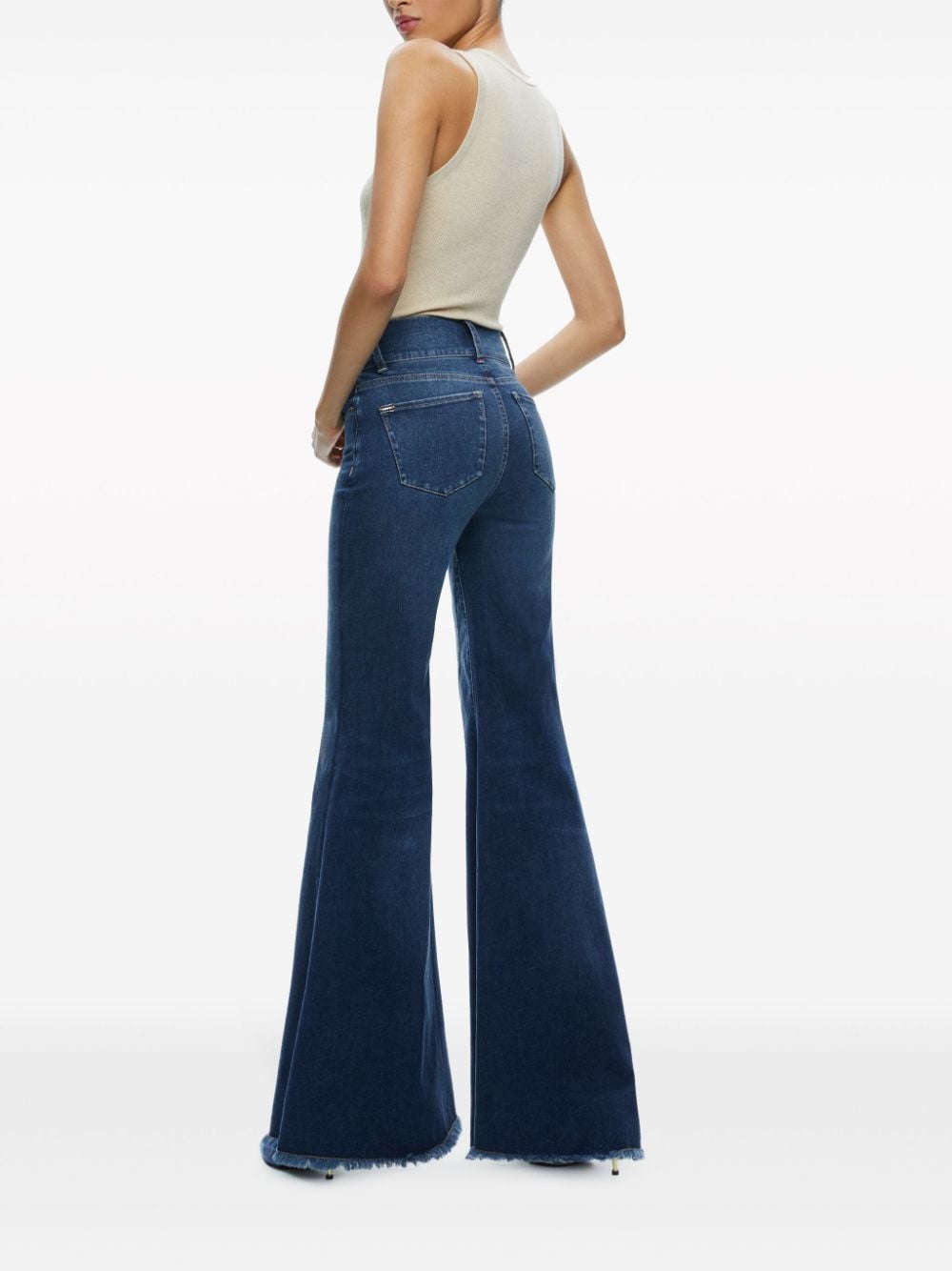 Shop Alice And Olivia Beautiful Seamed Flared Jeans In Blue