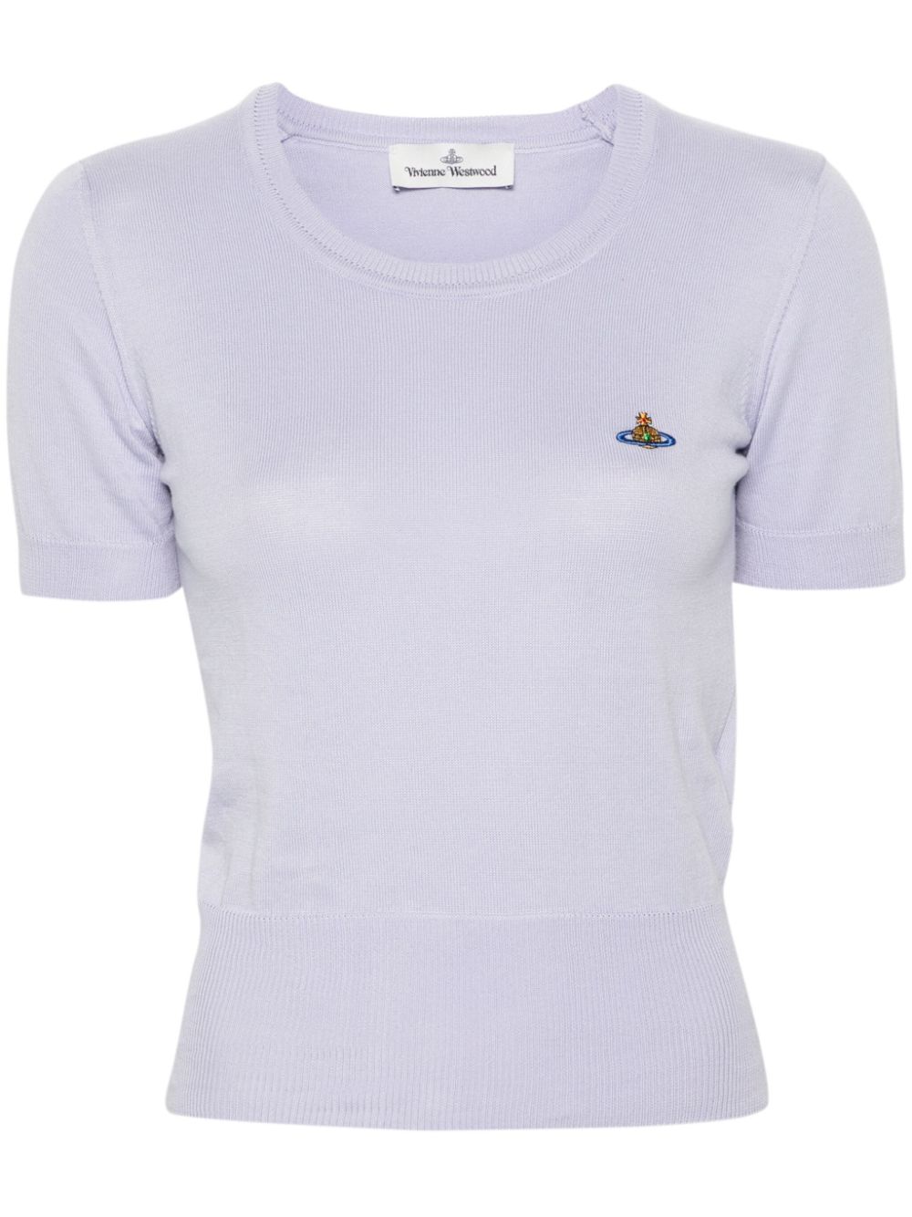 Shop Vivienne Westwood Orb-embroidered Knitted T-shirt In Purple