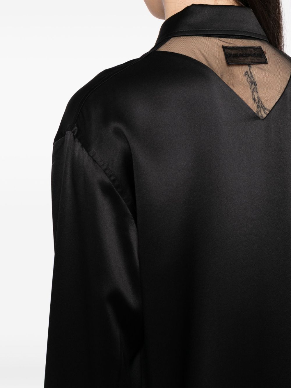 Shop Alexander Wang Tulle-panel Silk Shirt In Black