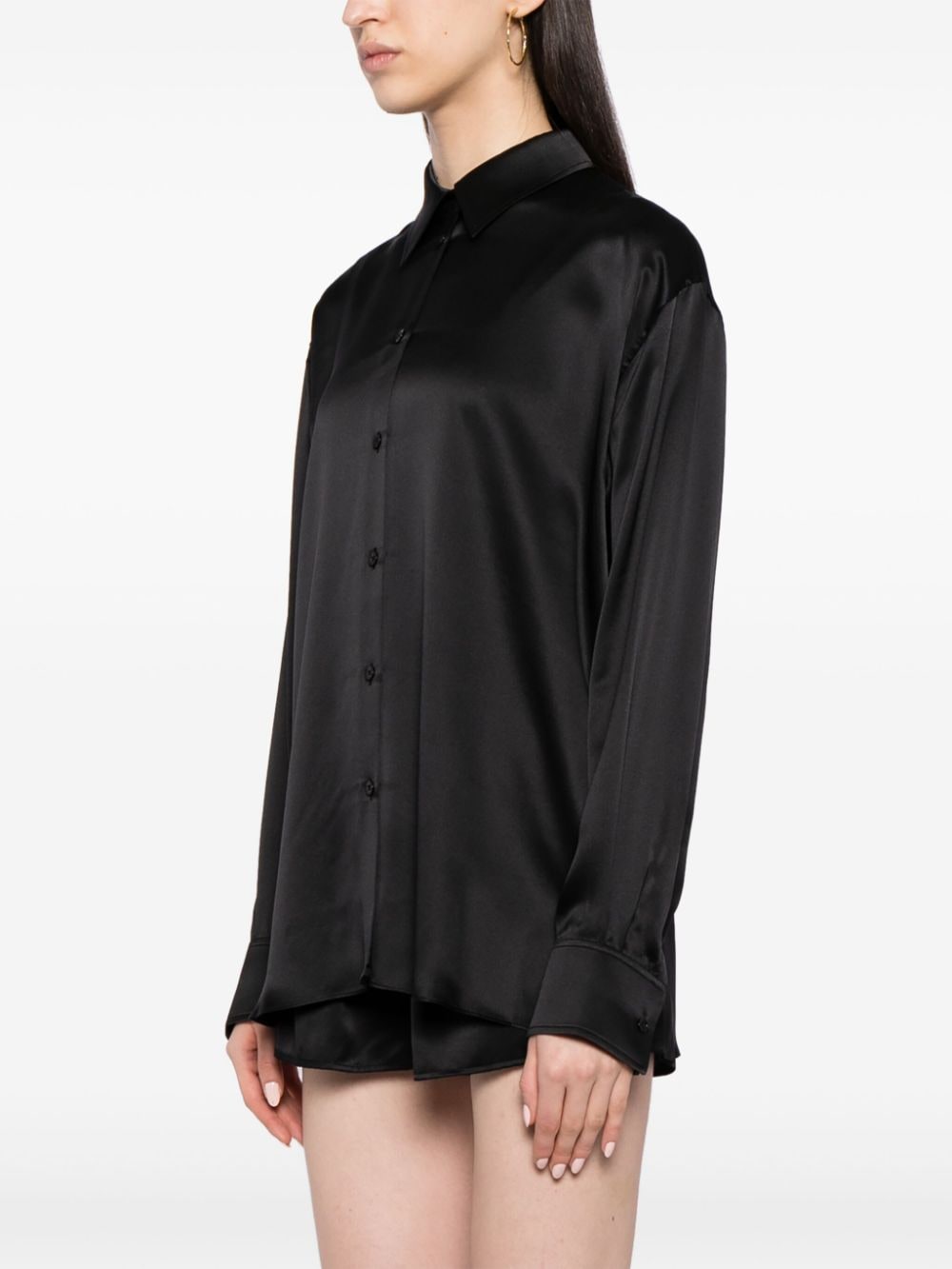 Shop Alexander Wang Tulle-panel Silk Shirt In Black