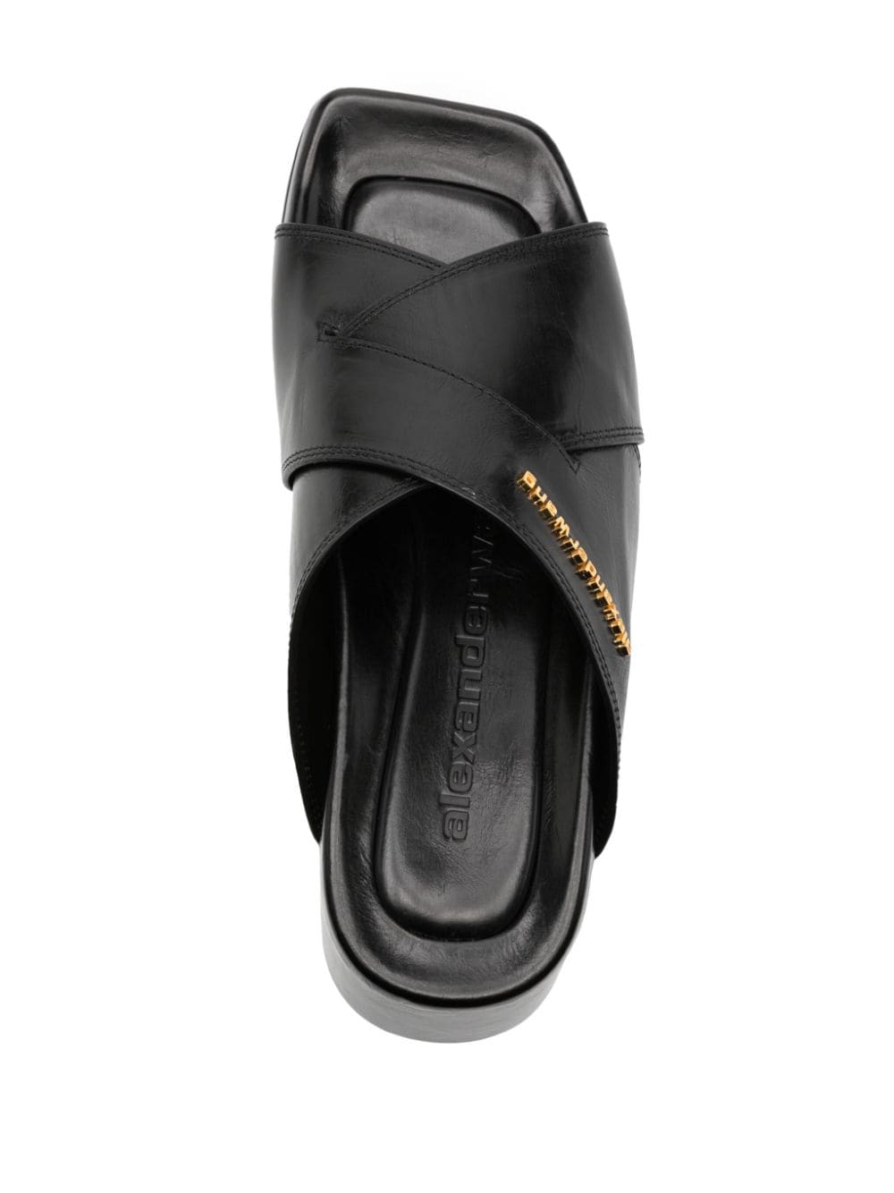 Shop Alexander Wang Float 70mm Platform Leather Sandals In 黑色