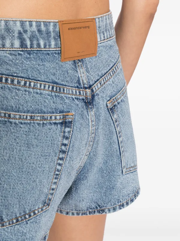 【関税&送料込】Alexander Wang Embellished Denim Shorts Alexander Wang Shorty Embellished Denim Shorts | Blue | FARFETCH