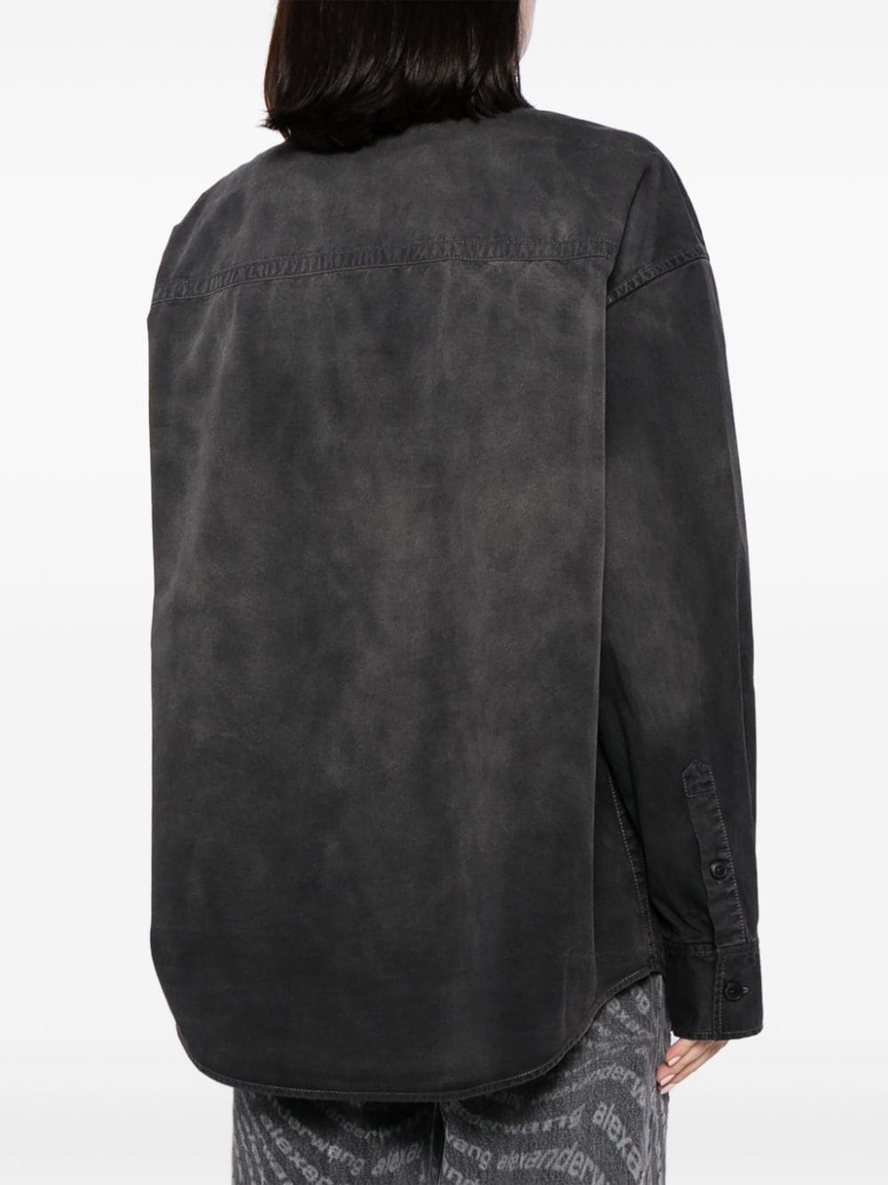 Shop Alexander Wang Washed-effect Cotton Shirt In Black