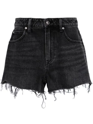 Alexander Wang Bite High Rise Denim Short With Logo Pocket Shorts