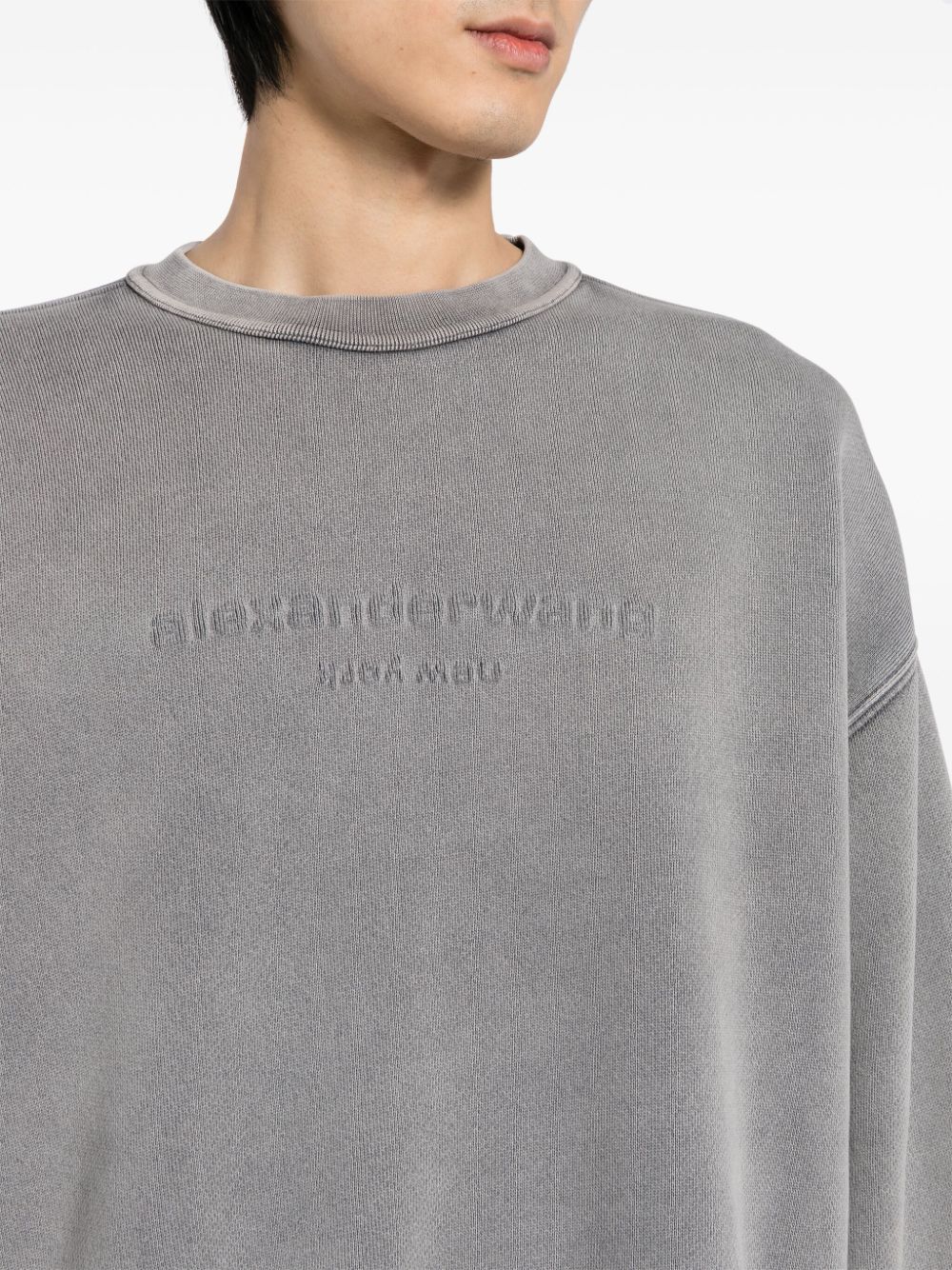Alexander Wang Katoenen sweater met logo-reliëf Grijs