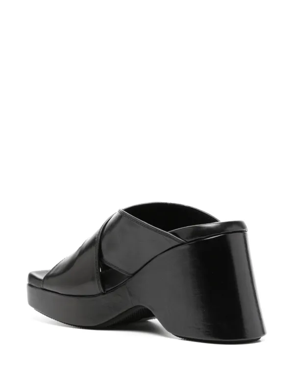 サンダル・ミュール ALEXANDER WANG BLACK LEATHER SANDALS Alexander Wang 150mm crocodile-effect Sandals | Black | FARFETCH