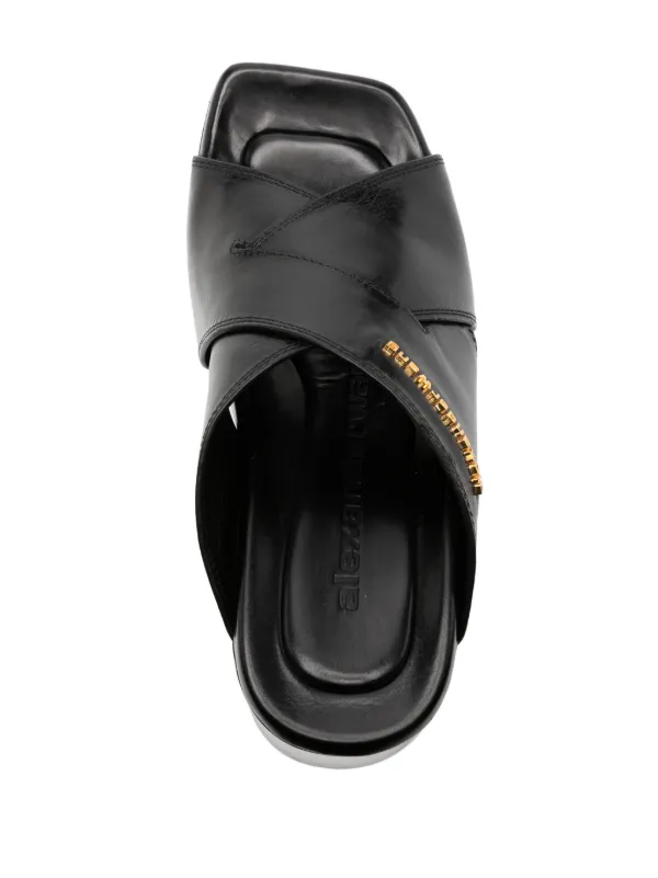 サンダル・ミュール ALEXANDER WANG BLACK LEATHER SANDALS Alexander Wang Float 105mm Platform Leather Sandals | Black