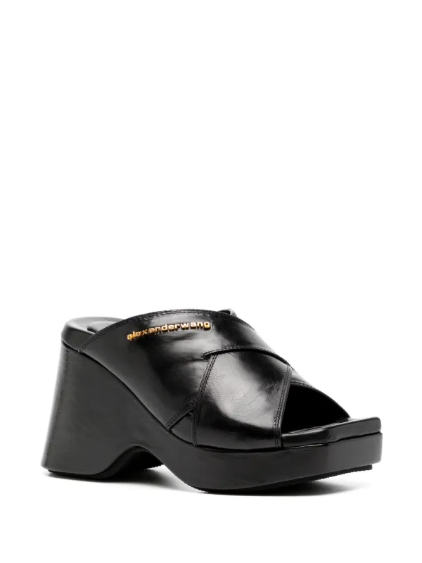 サンダル・ミュール ALEXANDER WANG BLACK LEATHER SANDALS Alexander Wang Sandal With Logo - Black - Women | 30124S028001