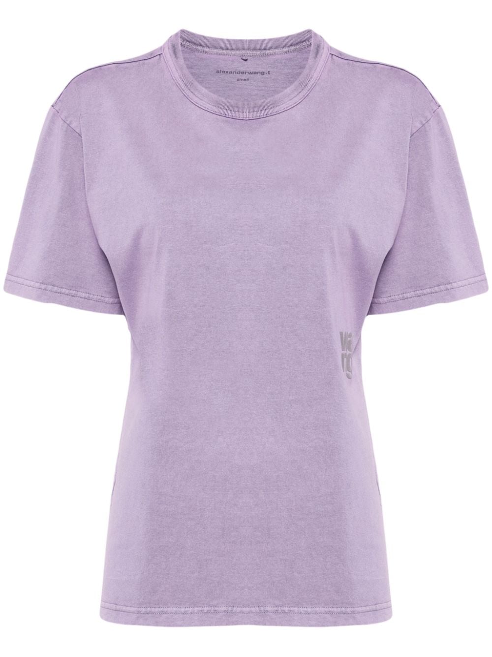 Alexander Wang Puff Logo Boxy-fit Cotton T-shirt In Purple