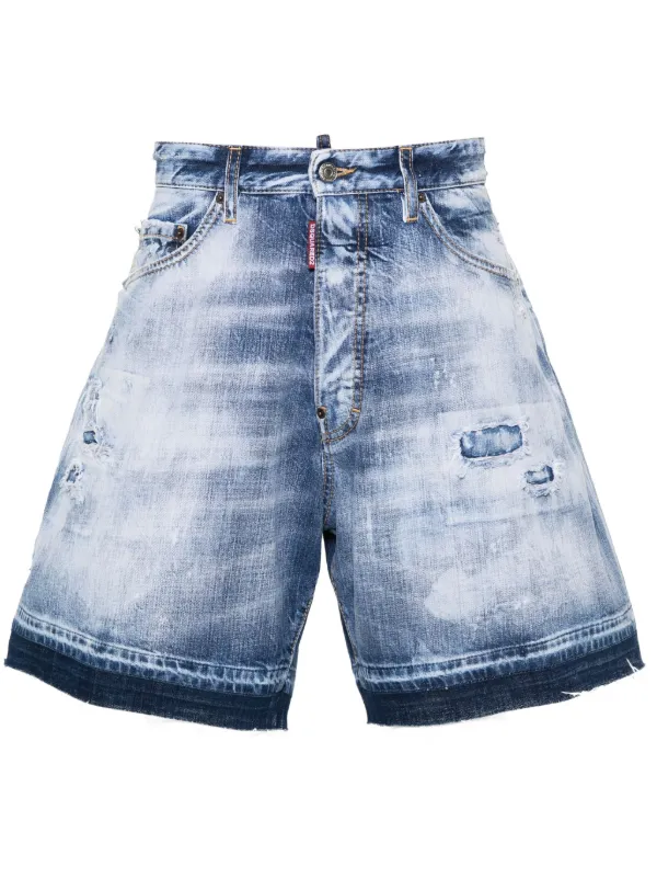 在庫処分セール テ DSQUARED2 JP FARFETCH | ブルー | デニムショートパンツ ダメージ パンツ