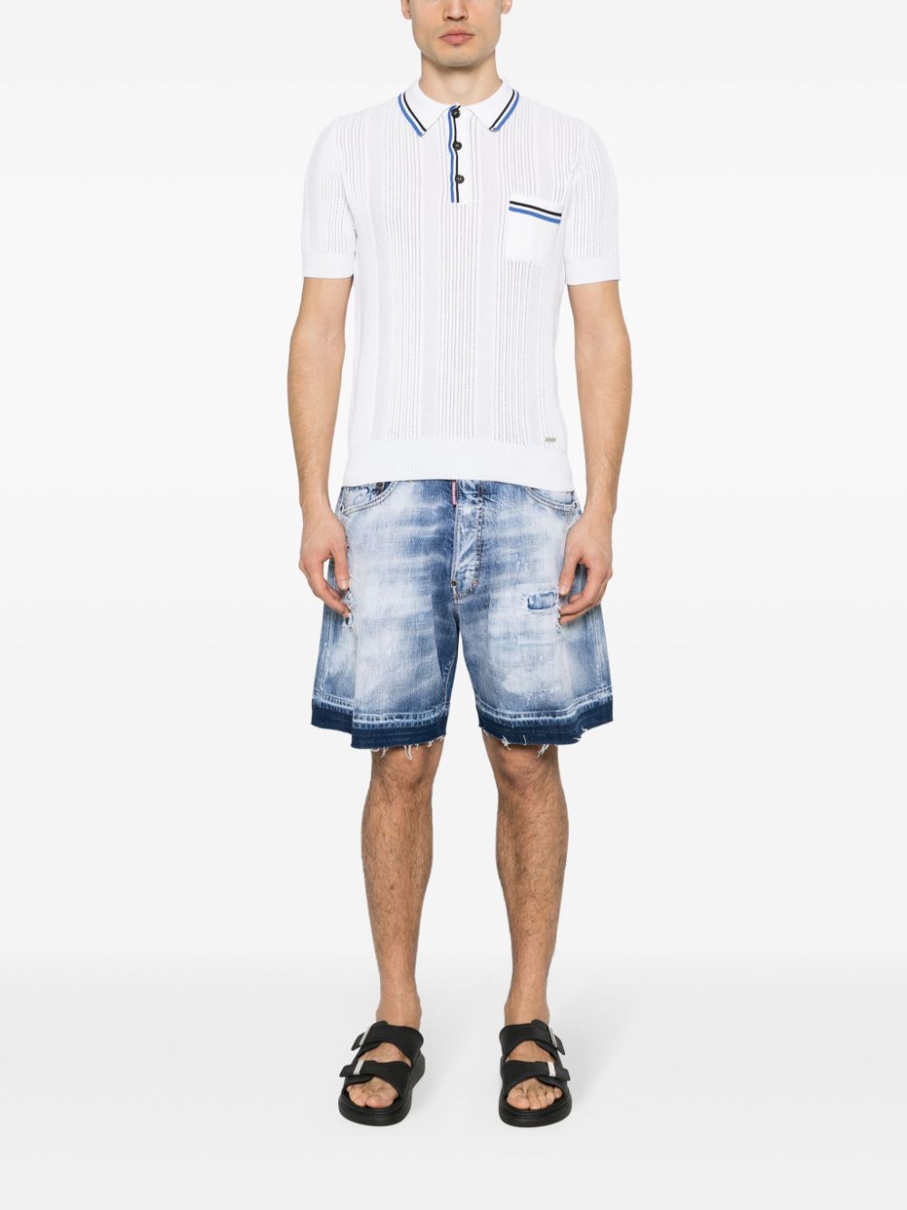 DSQUARED2 distressed washed-denim shorts - Blue