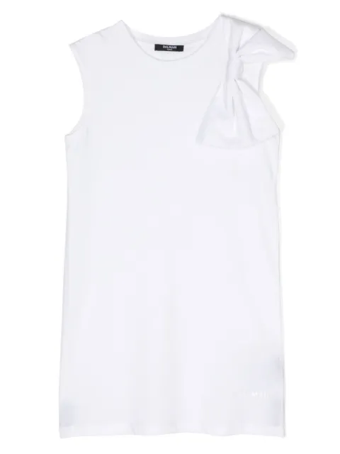 Balmain Kids bow-detail cotton minidress