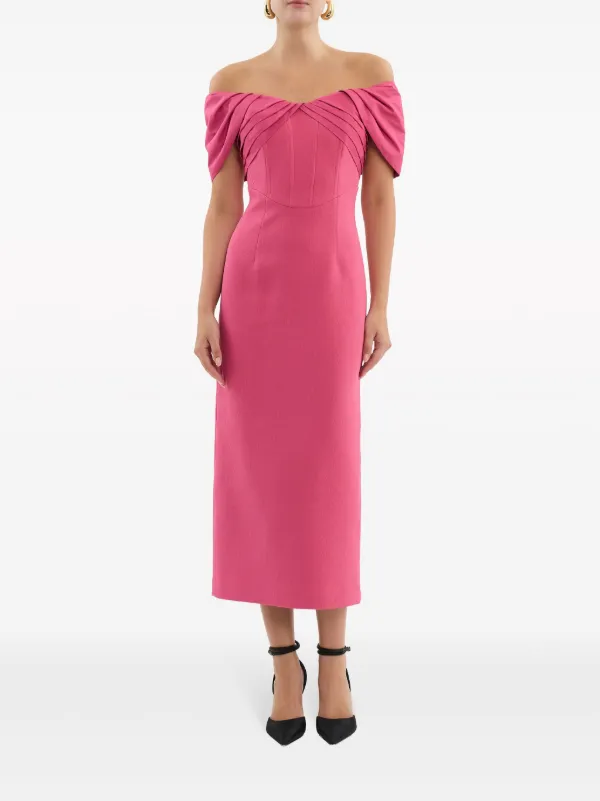 ◆関税込◆【REBECCA VALLANCEC】 off-shoulder midi dress Rebecca Vallance Amore off-shoulder Midi Dress | Blue | FARFETCH