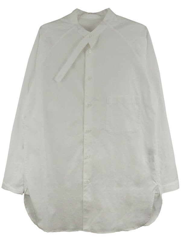 Yohji Yamamoto tie-neck Cotton Shirt - Farfetch