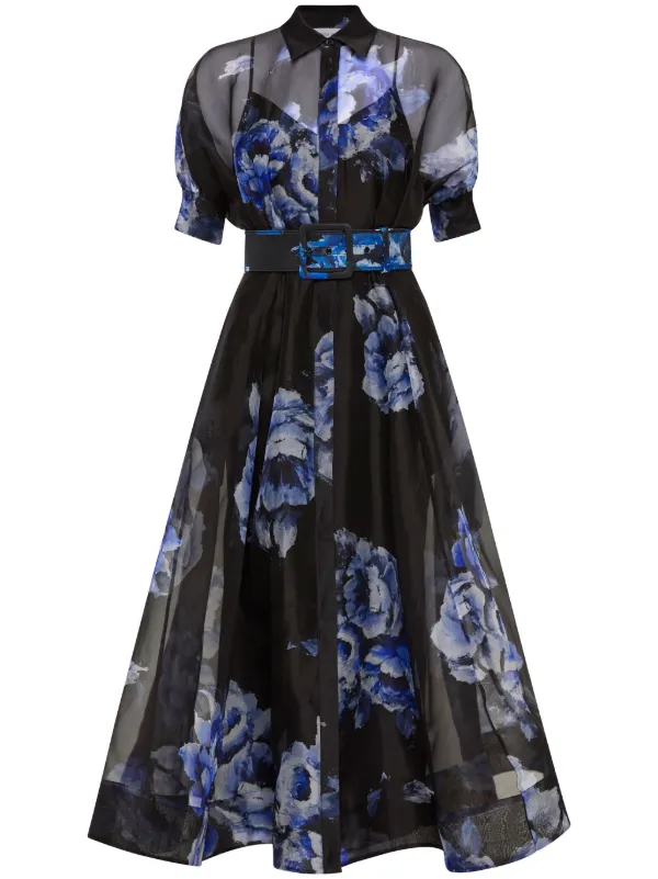 REBECCA VALLANCE ワンピース Cielo beaded silk shirt 1078322 Cielo embellished silk shirt dress in blue - Rebecca