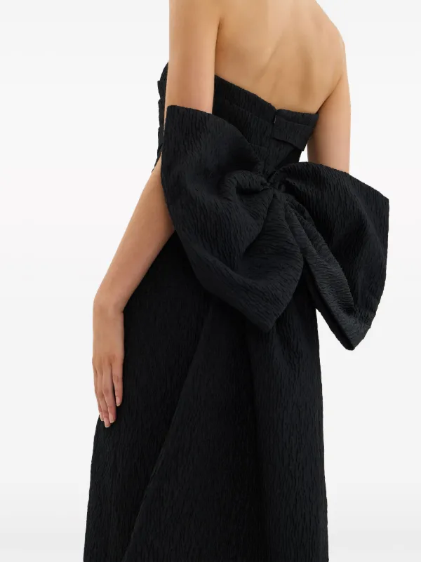 Rebecca Vallance Helene oversize-bow Strapless Midi Dress | Black | FARFETCH