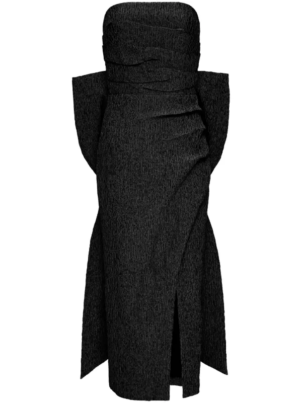 Rebecca Vallance Helene Oversize-bow Strapless Midi Dress in Black