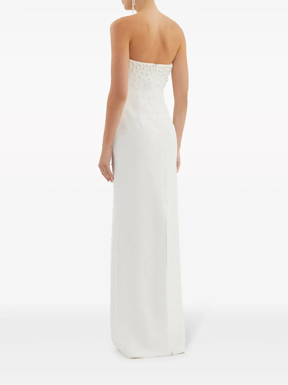 Shop Rebecca Vallance Therese Pearl-embellished Gown In White