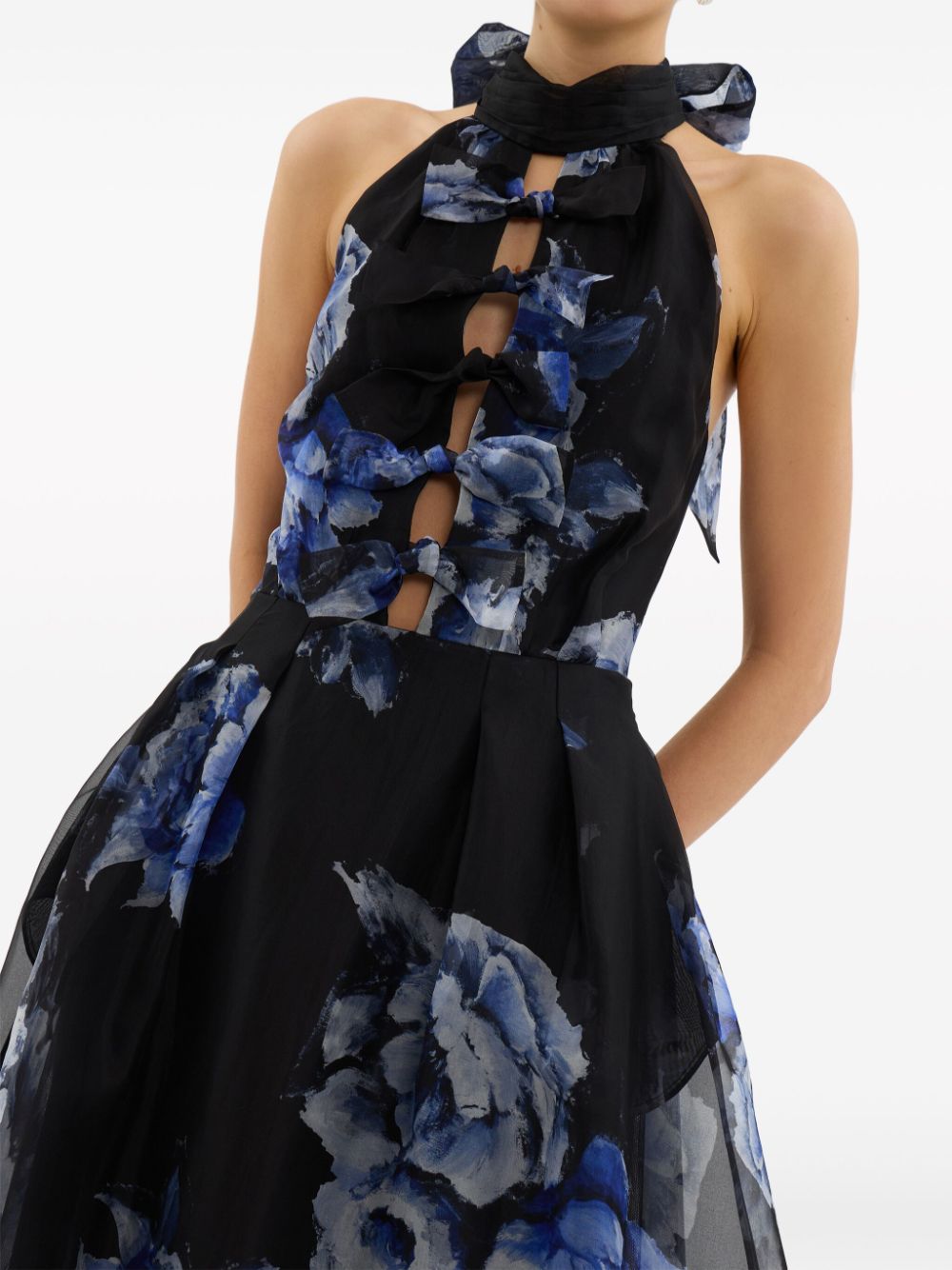 Rebecca Vallance Florentine zijde-chiffon jurk met bloemenprint Blauw