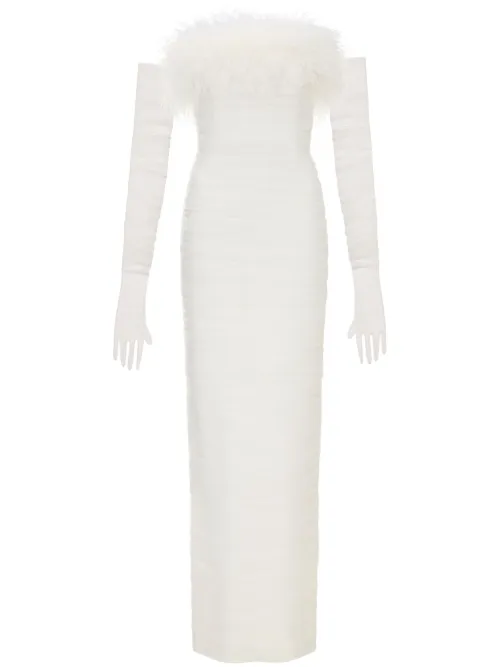 Robe longue Lilly à détails de plumes - Rebecca Vallance - Modalova