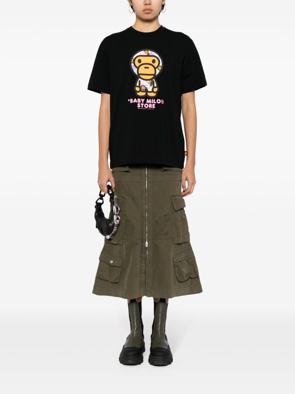 Shop *baby Milo® Store By *a Bathing Ape® Logo-print Cotton T-shirt In Black