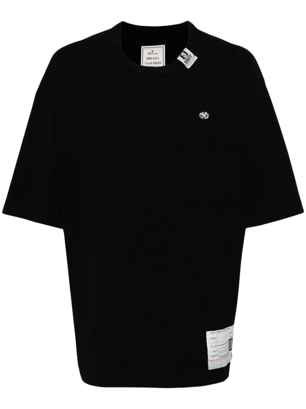 Shop Miharayasuhiro Logo-patch Cotton T-shirt In Black