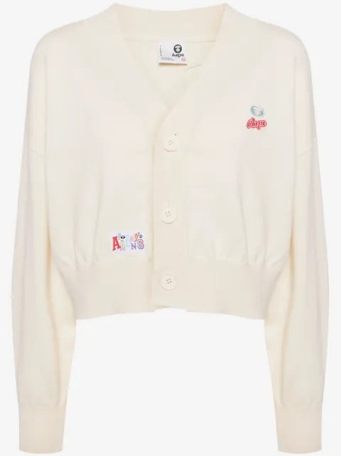 A BATHING APE® logo-appliqué V-neck cardigan
