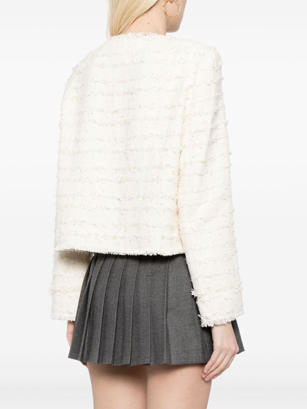 Shop B+ab Cropped Tweed Jacket In Neutrals